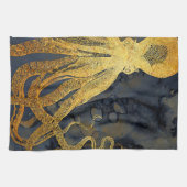  kustinktvis (Octopus Gold Black Blue) Waterverf Theedoek (Horizontaal)