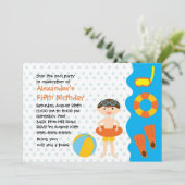 KUSTJES Pool Party Birthday Invitation Kaart (Staand voorkant)