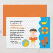 KUSTJES Pool Party Birthday Invitation Kaart (Voorkant / Achterkant)