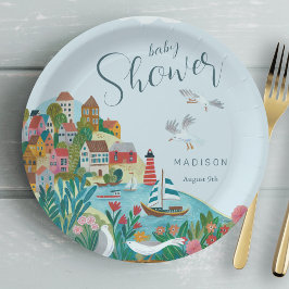 Kustjongen baby shower feest papieren bordje