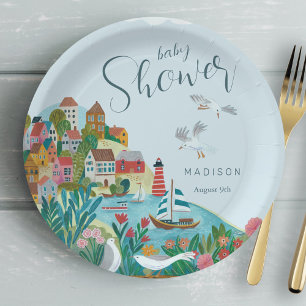 Kustjongen baby shower feest papieren bordje