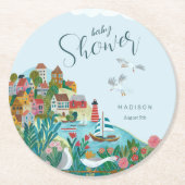 Kustjongen baby shower feest ronde kartonnen onderzetter (Voorkant)