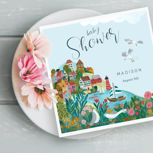 Kustjongen baby shower feest servet