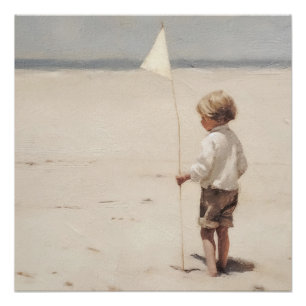 Kustjongen strand landschap perfect poster