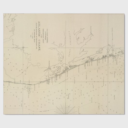  kustkaart North Carolina en Virginia Cadeaupapier (Vlak)