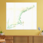  kustkaart van New England (1864) Canvas Afdruk (Insitu (Woonkamer))