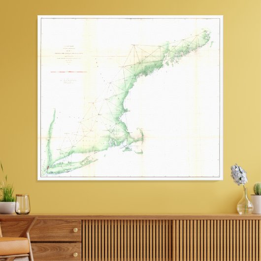  kustkaart van New England (1864) Canvas Afdruk (Insitu (Woonkamer))