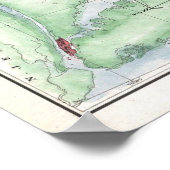 Kustkaart van New England (1864) - Verbeterde TXT Poster (Hoek)