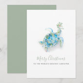 Kustkaart voor kerst met kerst bij schildpad feestdagenkaart (Voorkant / Achterkant)