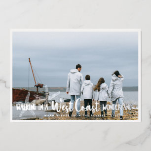 Kustkaart voor Seaside Holiday Photo Collage Folie Feestdagenkaart