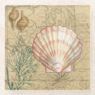 Kustkaartcollage Glazen Onderzetter