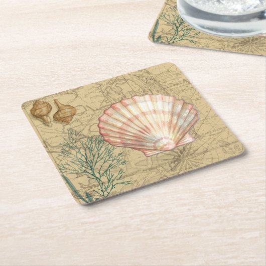 Kustkaartcollage Kartonnen Onderzetters (Schuin)