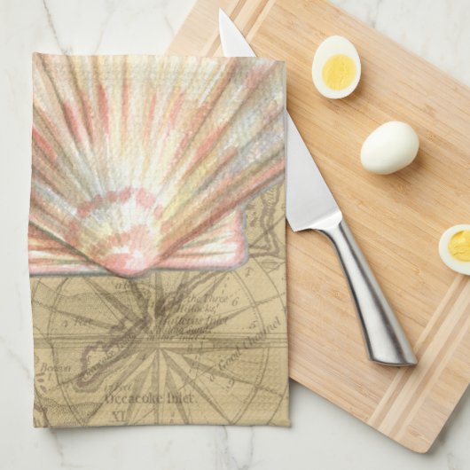 Kustkaartcollage Theedoek (Quarter Fold)