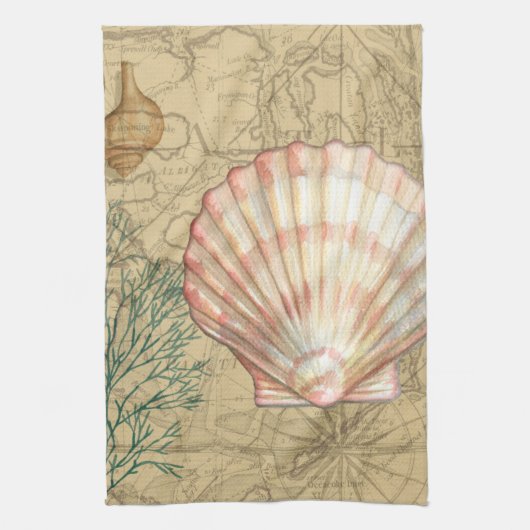 Kustkaartcollage Theedoek (Verticaal)