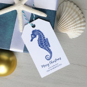 Kustkerst Glitter Seahorse Marine Blauw Cadeaulabel
