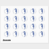 Kustkerst Glitter Seahorse Marine Blauw Ronde Sticker (Vel)