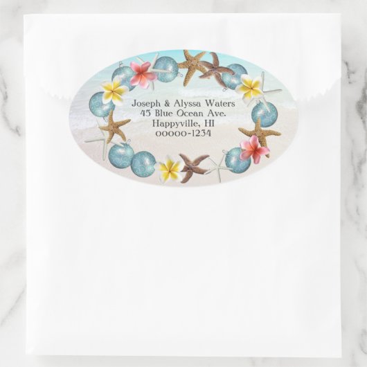 Kustkerst Hawaiian Wreated Adresetiketten Ovale Sticker (Tas)