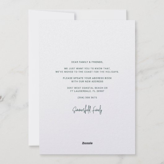 Kustkerst Home Palmboom Bewegen Feestdagenkaart (Achterkant)