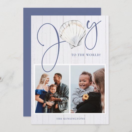 Kustkerst Joy Seashell Holiday 2 Foto's Feestdagenkaart (Voorkant / Achterkant)