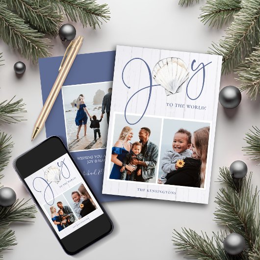 Kustkerst Joy Seashell Holiday 3 Foto's Feestdagenkaart