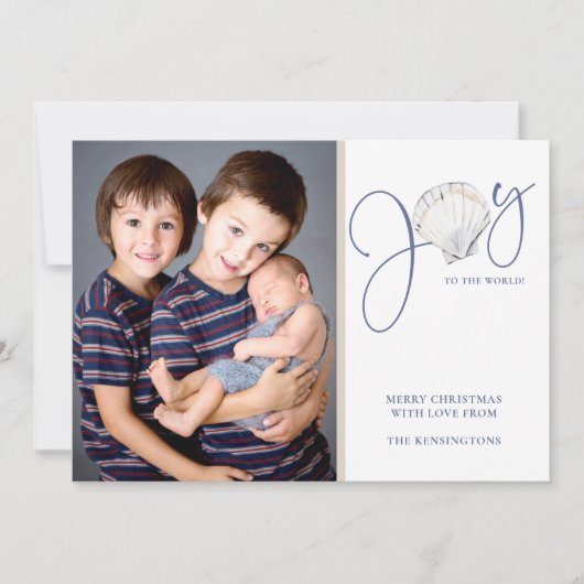 Kustkerst Joy Seashell Holiday Foto Feestdagenkaart (Voorkant)