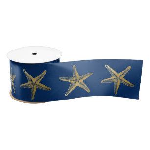 Kustkerst, marineblauw goudvis satijnen lint