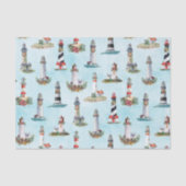 Kustkerst Nautical Lighthouders Blue Tissuepapier (Voorkant)