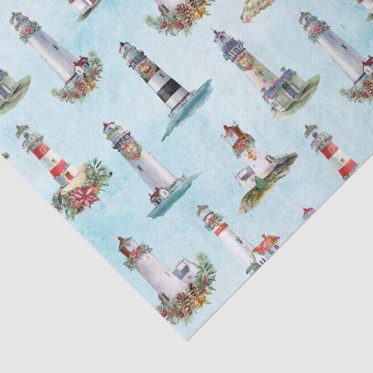 Kustkerst Nautical Lighthouders Blue Tissuepapier (Detail)