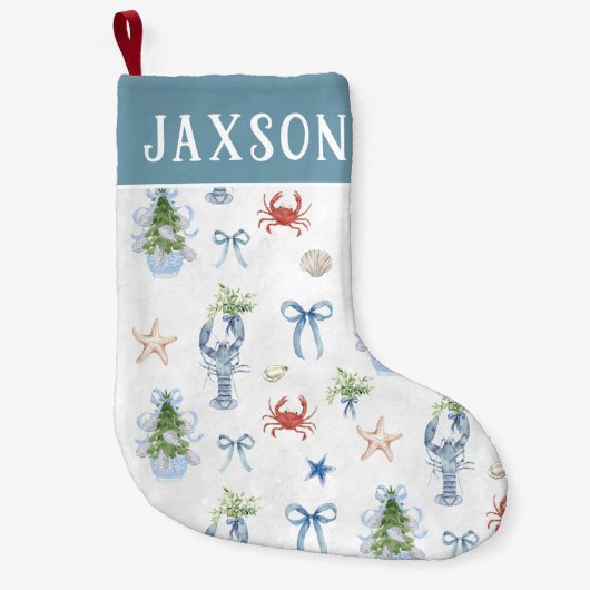 Kustkerst nautisch gepersonaliseerd kleine kerstsok (Voorkant)