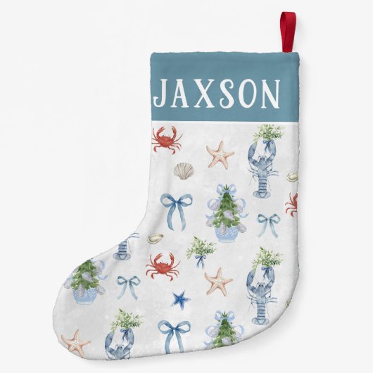 Kustkerst nautisch gepersonaliseerd kleine kerstsok (Achterkant)