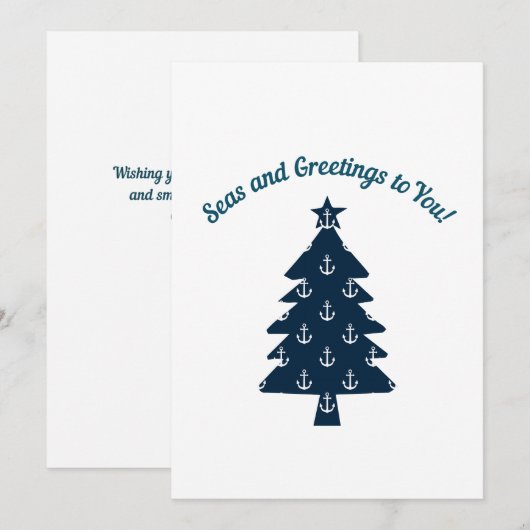 Kustkerst nautisch strandanker feestdagenkaart (Voorkant / Achterkant)