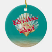 Kustkerst op het strand Sand and and Seashell Keramisch Ornament (Voorkant)