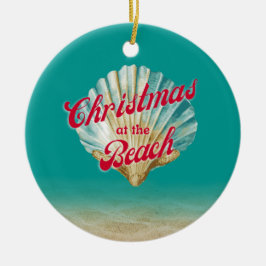 Kustkerst op het strand Sand and and Seashell Keramisch Ornament