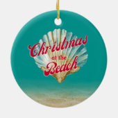 Kustkerst op het strand Sand and and Seashell Keramisch Ornament (Achterkant)