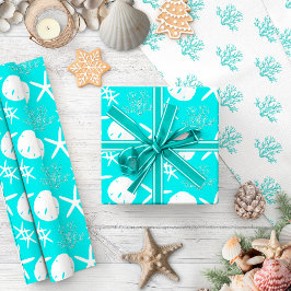 Kustkerst Sand Dollar Aqua Cadeaupapier