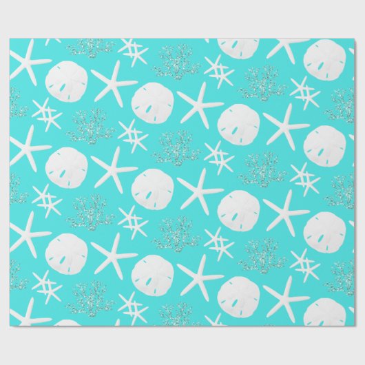 Kustkerst Sand Dollar Aqua Cadeaupapier (Vlak)