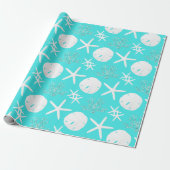 Kustkerst Sand Dollar Aqua Cadeaupapier (Uitgerold)