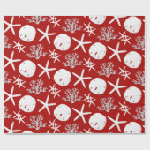 Kustkerst Sand Dollar Red Cadeaupapier (Vlak)