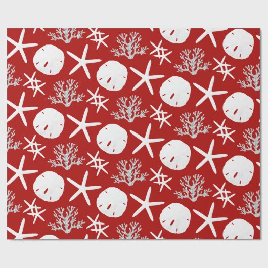 Kustkerst Sand Dollar Red Cadeaupapier (Vlak)