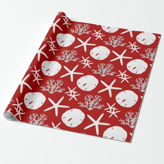 Kustkerst Sand Dollar Red Cadeaupapier (Uitgerold)