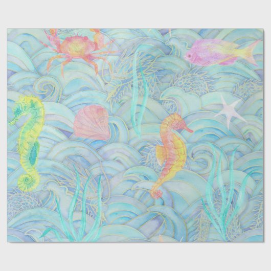 Kustkerst Schattige Onderwater Zee Creatures Cadeaupapier (Vlak)