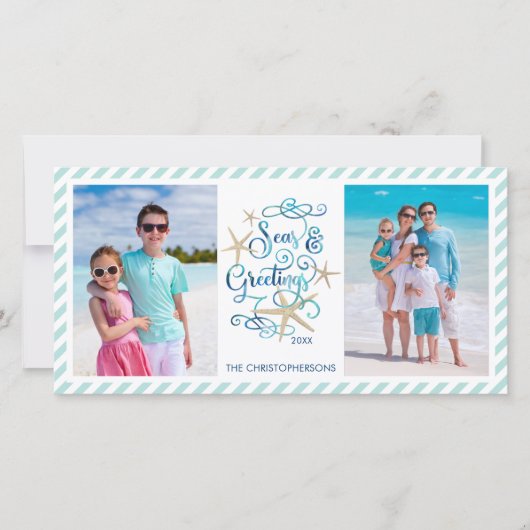 Kustkerst SEAsons Groeten 3 Foto's Feestdagenkaart (Voorkant)
