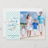 Kustkerst SEAsons Groeten Foto Strepen Feestdagenkaart (Voorkant)