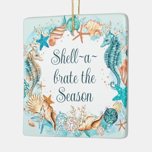 Kustkerst Shell-A-Brate Het Seizoen Keramisch Ornament (Links)