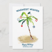 Kustkerst | Tropische palmboom Warm Wishes Feestdagenkaart (Voorkant)