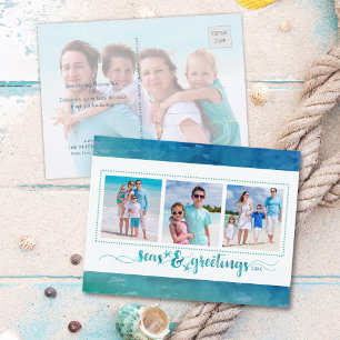 Kustkerst ZEEEN EN GROETEN 4 Foto's Feestdagenkaart