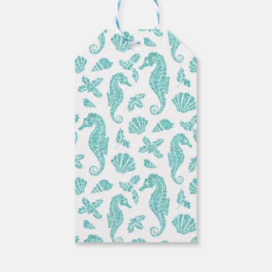 Kustkerst Zeepaardje Aqua Blue Cadeaulabel (Achterkant)
