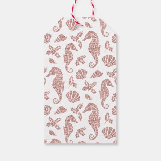 Kustkerst Zeepaardje Roos Gouden Glitter Cadeaulabel (Achterkant)