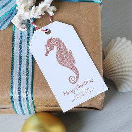 Kustkerst Zeepaardje Roos Gouden Glitter Cadeaulabel