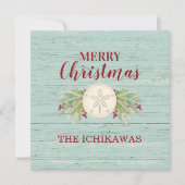 Kustkerstbal foto feestdagenkaart (Voorkant)